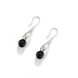 Angelite and Black Onyx Flower Bud Drop Earrings - floysun