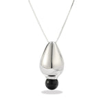 Angelite and Black Onyx Flower Bud Long Necklace - floysun