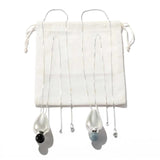 Angelite and Black Onyx Flower Bud Long Necklace - floysun