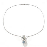Angelite and Black Onyx Flower Bud Long Necklace - floysun