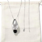 Angelite and Black Onyx Flower Bud Long Necklace - floysun