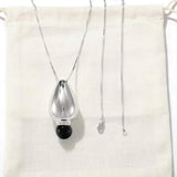Angelite and Black Onyx Flower Bud Long Necklace - floysun