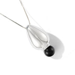 Angelite and Black Onyx Flower Bud Long Necklace - floysun