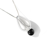 Angelite and Black Onyx Flower Bud Long Necklace - floysun