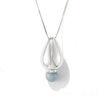 Angelite and Black Onyx Flower Bud Long Necklace - floysun
