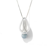 Angelite and Black Onyx Flower Bud Long Necklace - floysun
