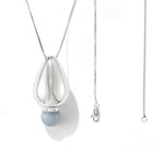 Angelite and Black Onyx Flower Bud Long Necklace - floysun
