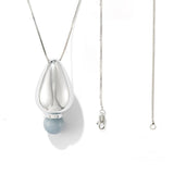 Angelite and Black Onyx Flower Bud Long Necklace - floysun