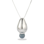 Angelite and Black Onyx Flower Bud Long Necklace - floysun