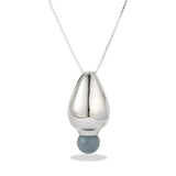Angelite and Black Onyx Flower Bud Long Necklace - floysun