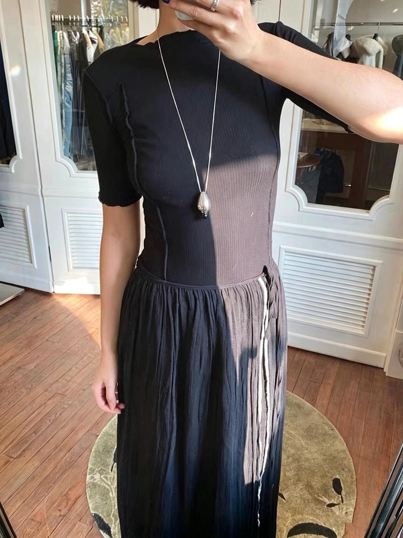 Angelite and Black Onyx Flower Bud Long Necklace - floysun
