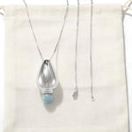 Angelite and Black Onyx Flower Bud Long Necklace - floysun