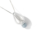 Angelite and Black Onyx Flower Bud Long Necklace - floysun
