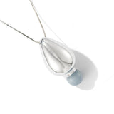 Angelite and Black Onyx Flower Bud Long Necklace - floysun
