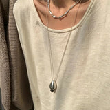 Angelite and Black Onyx Flower Bud Long Necklace - floysun