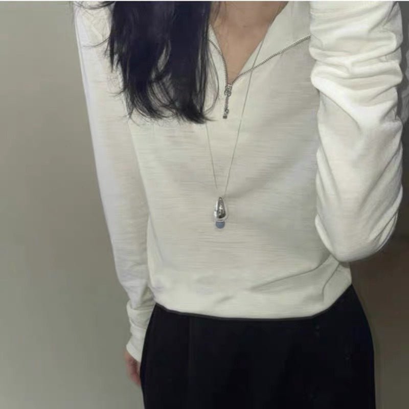 Angelite and Black Onyx Flower Bud Long Necklace - floysun