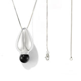 Angelite and Black Onyx Flower Bud Long Necklace - floysun