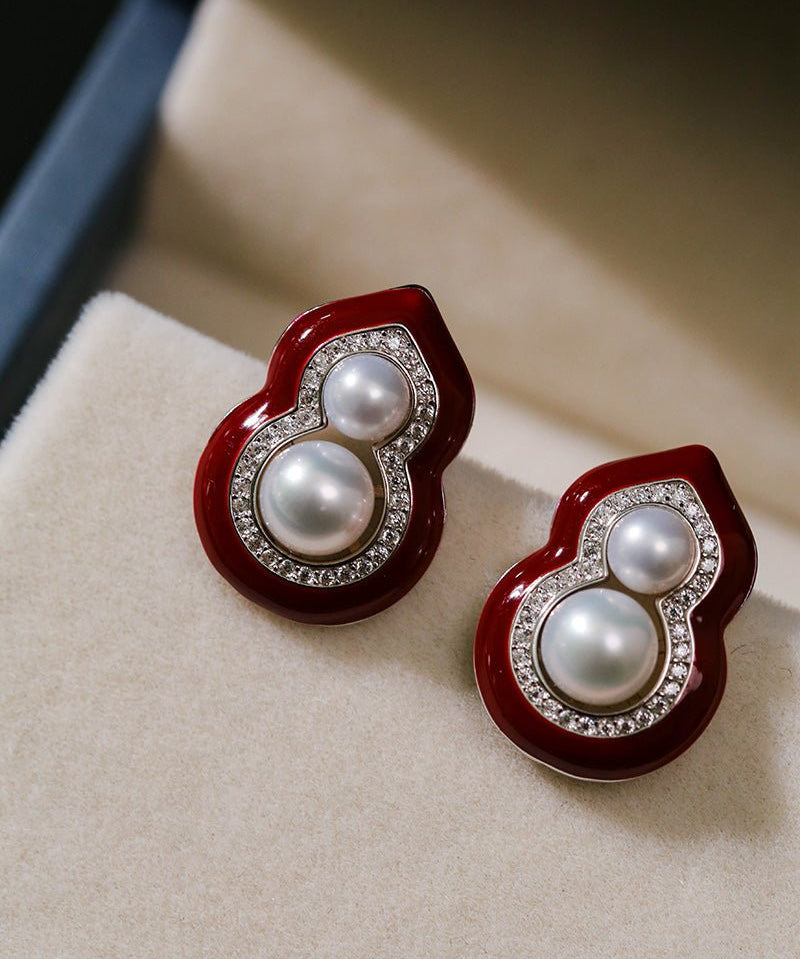 Angora Red Pearl Gourd Studs - floysun