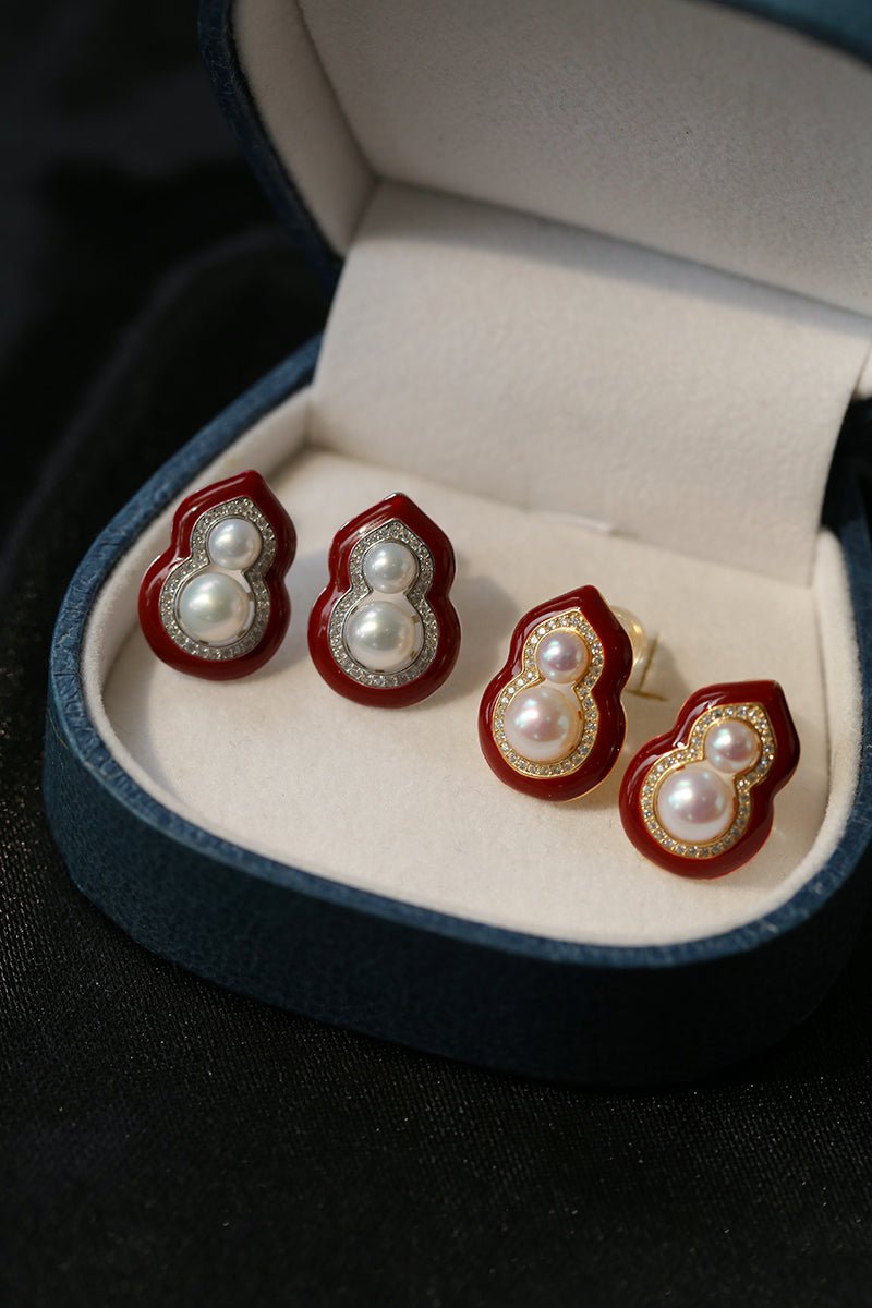 Angora Red Pearl Gourd Studs - floysun