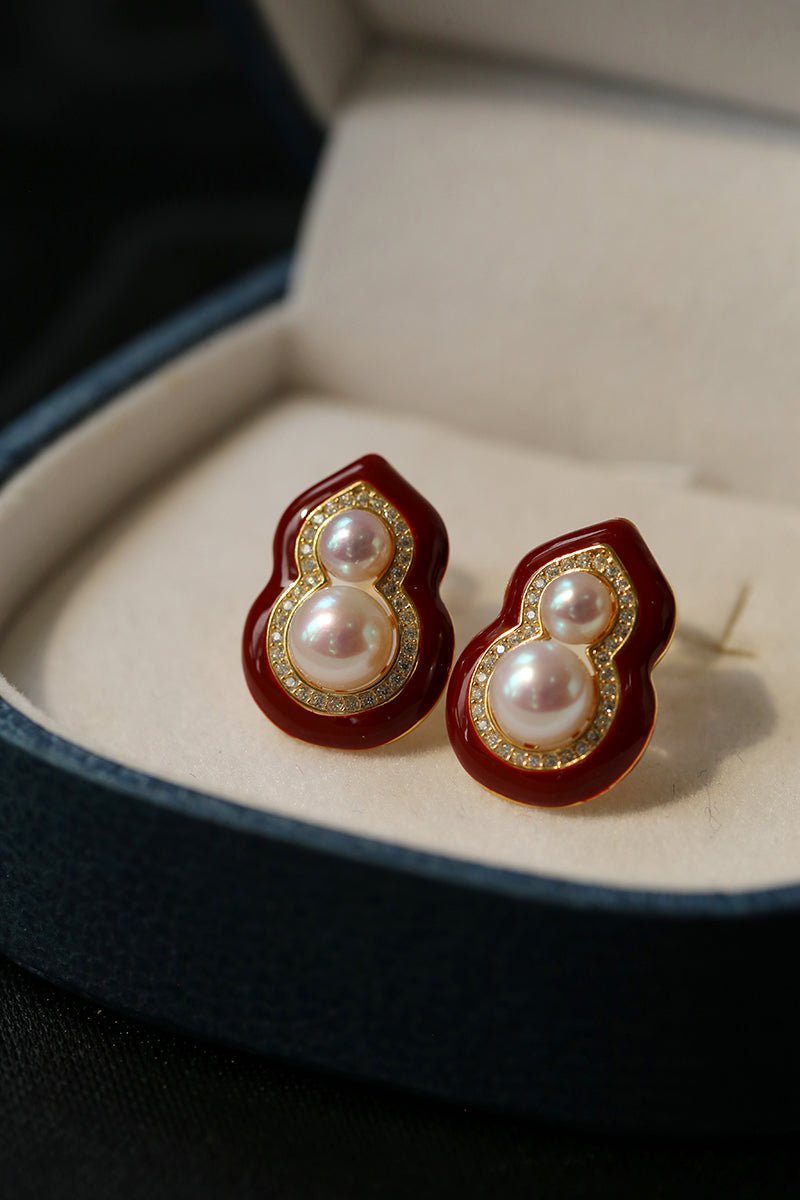 Angora Red Pearl Gourd Studs - floysun