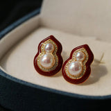 Angora Red Pearl Gourd Studs - floysun