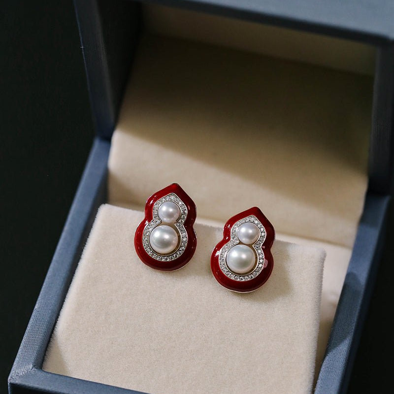 Angora Red Pearl Gourd Studs - floysun