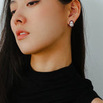 Angora Red Pearl Gourd Studs - Silver - floysun