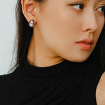 Angora Red Pearl Gourd Studs - Silver - floysun