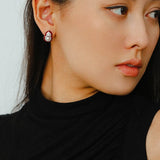 Angora Red Pearl Gourd Studs - Silver - floysun