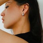 Angora Red Pearl Gourd Studs - Silver - floysun