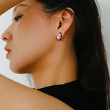 Angora Red Pearl Gourd Studs - Silver - floysun