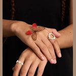 Antique Floral Wreath Statement Open Ring - Oval Garland Band - floysun