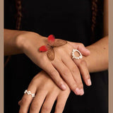 Antique Floral Wreath Statement Open Ring - Oval Garland Band - floysun