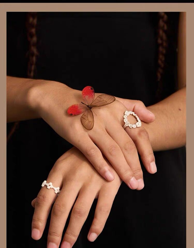 Antique Floral Wreath Statement Open Ring - Oval Garland Band - floysun