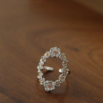 Antique Floral Wreath Statement Open Ring - Oval Garland Band - floysun