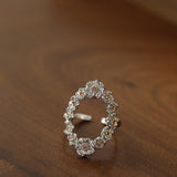 Antique Floral Wreath Statement Open Ring - Oval Garland Band - floysun