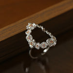Antique Floral Wreath Statement Open Ring - Oval Garland Band - floysun