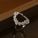 Antique Floral Wreath Statement Open Ring - Oval Garland Band - floysun
