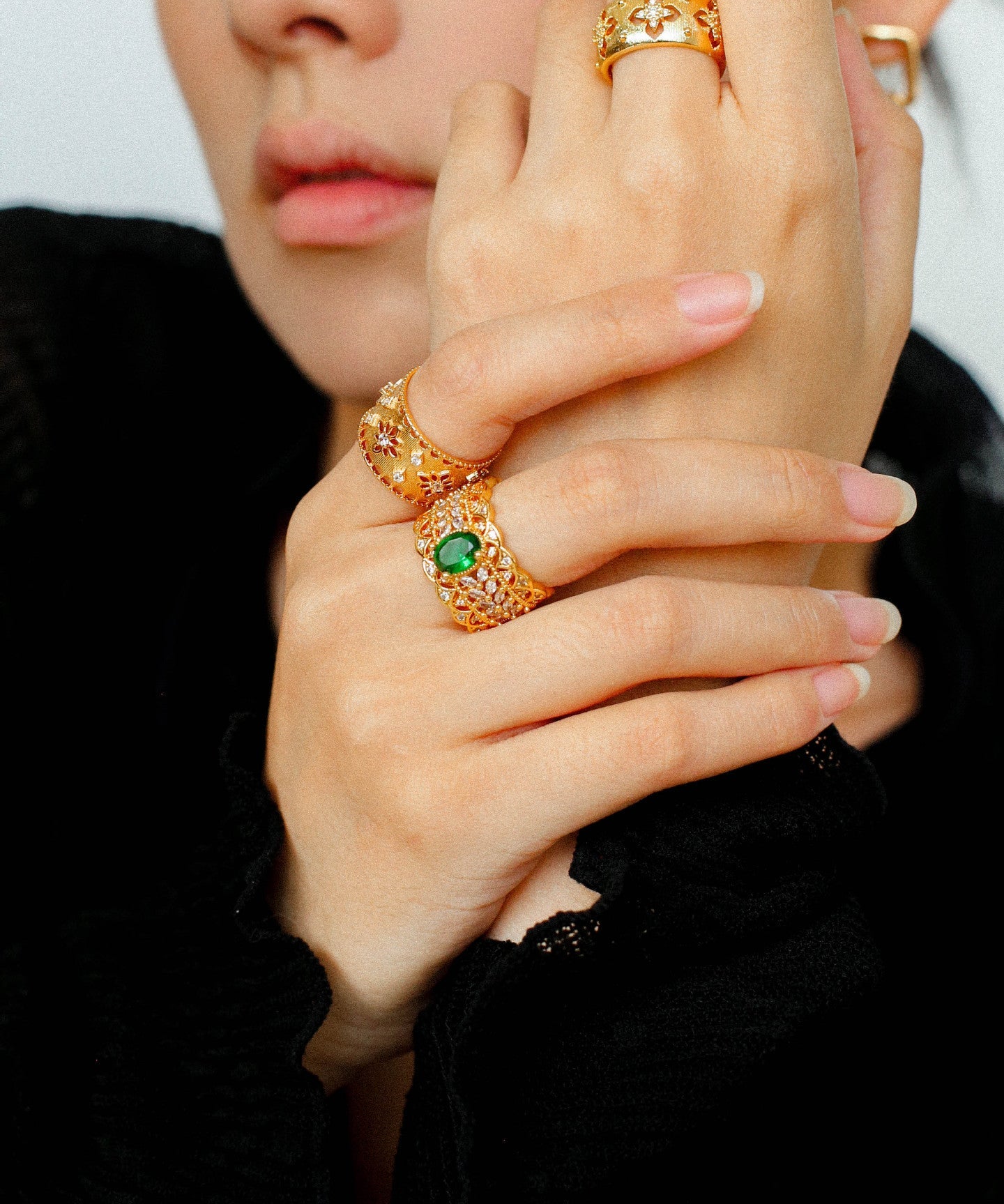 Antique Style Buccellati Zircon Wide Ring - floysun
