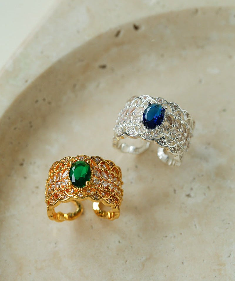 Antique Style Buccellati Zircon Wide Ring - floysun