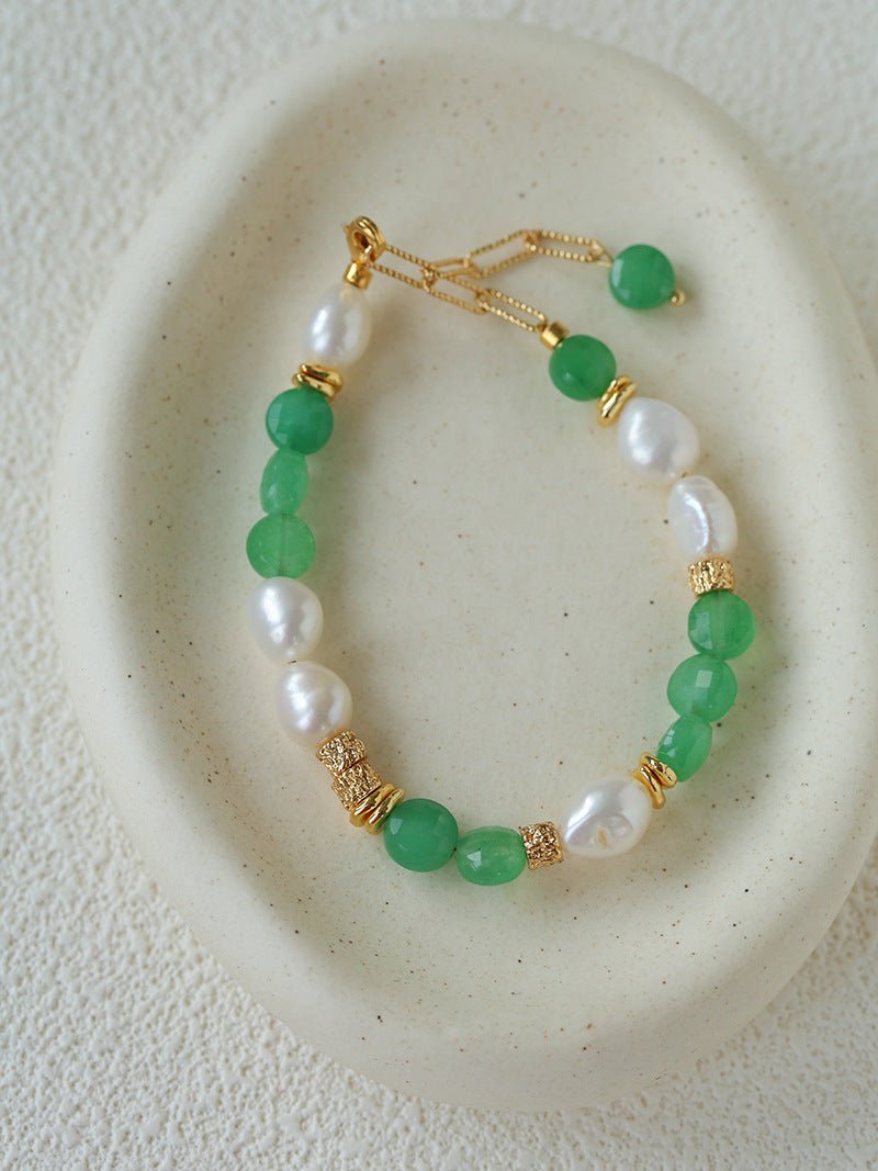 Aquamarine & Aventurine Freshwater Pearl Beaded Bracelet - floysun