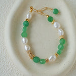 Aquamarine & Aventurine Freshwater Pearl Beaded Bracelet - floysun