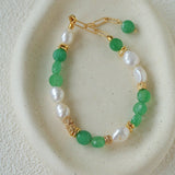 Aquamarine & Aventurine Freshwater Pearl Beaded Bracelet - floysun
