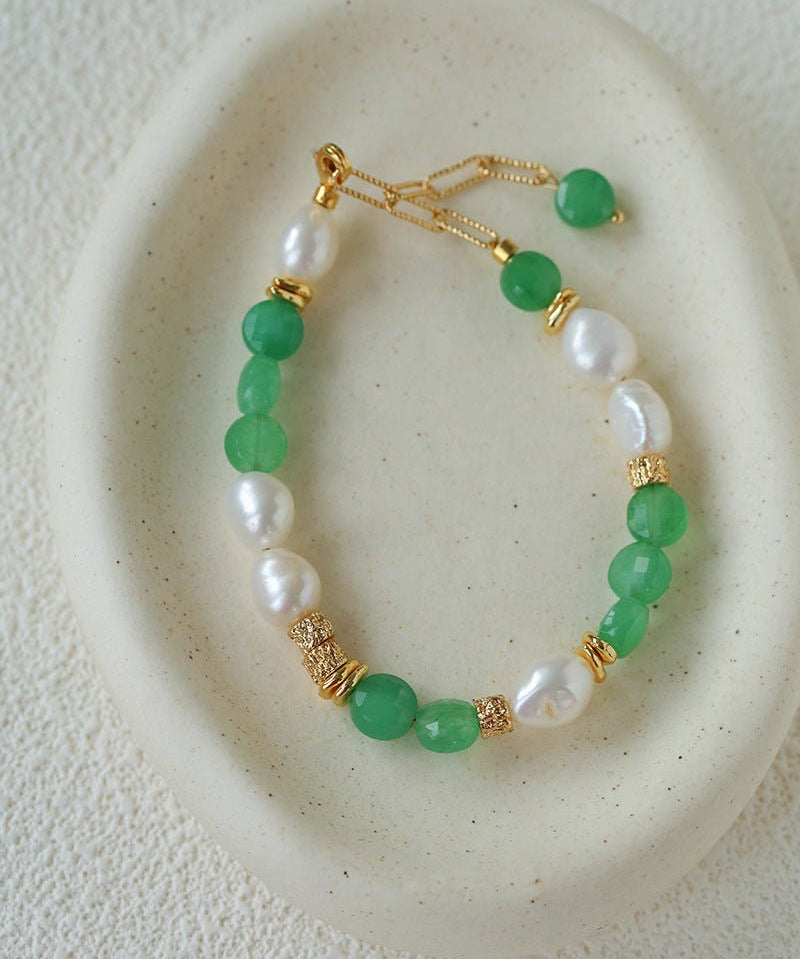 Aquamarine & Aventurine Freshwater Pearl Beaded Bracelet - floysun