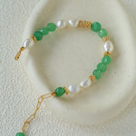 Aquamarine & Aventurine Freshwater Pearl Beaded Bracelet - floysun