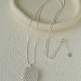 Architectural Lattice Geometric Pendant Necklace - Modern Minimalist Grid Medallion Long Chain - floysun
