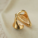 Art Design Rutilated Quartz Black Onyx Open Adjustable Ring - floysun