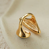 Art Design Rutilated Quartz Black Onyx Open Adjustable Ring - floysun