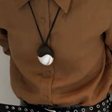 Artisan Black Ebony & Brushed Metal Long Necklace - floysun