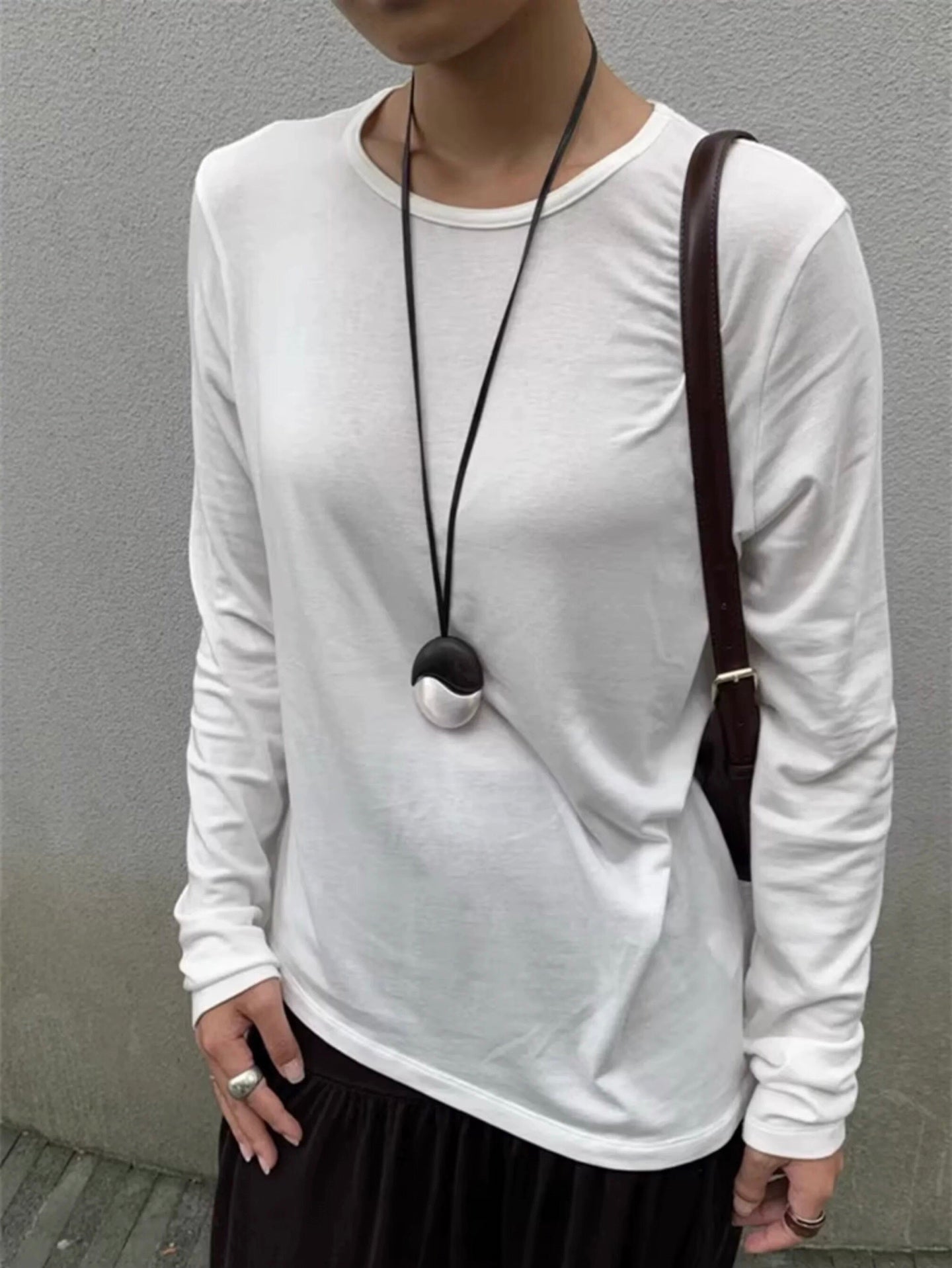 Artisan Black Ebony & Brushed Metal Long Necklace - floysun
